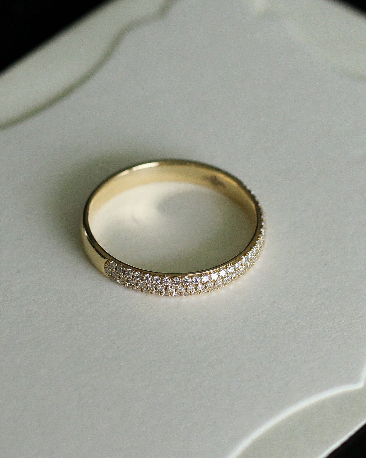 Half pavé diamond band