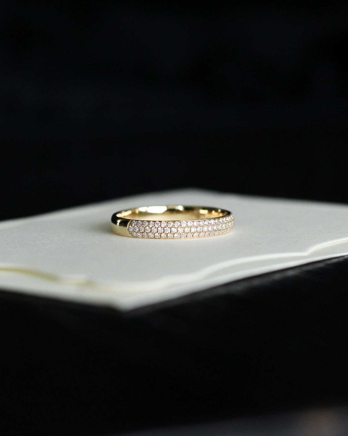 Half pavé diamond band