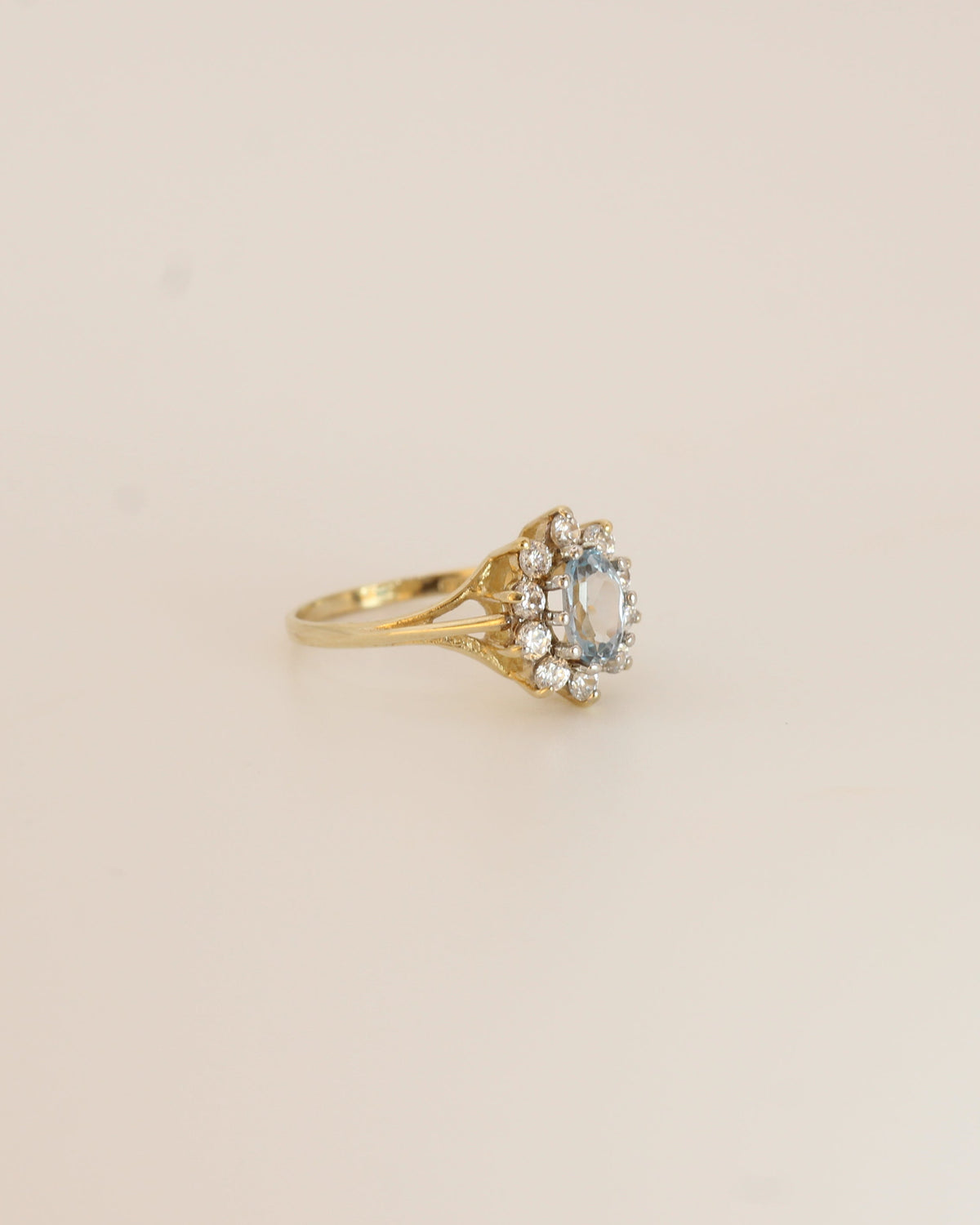 Aquamarine and Diamond cluster ring