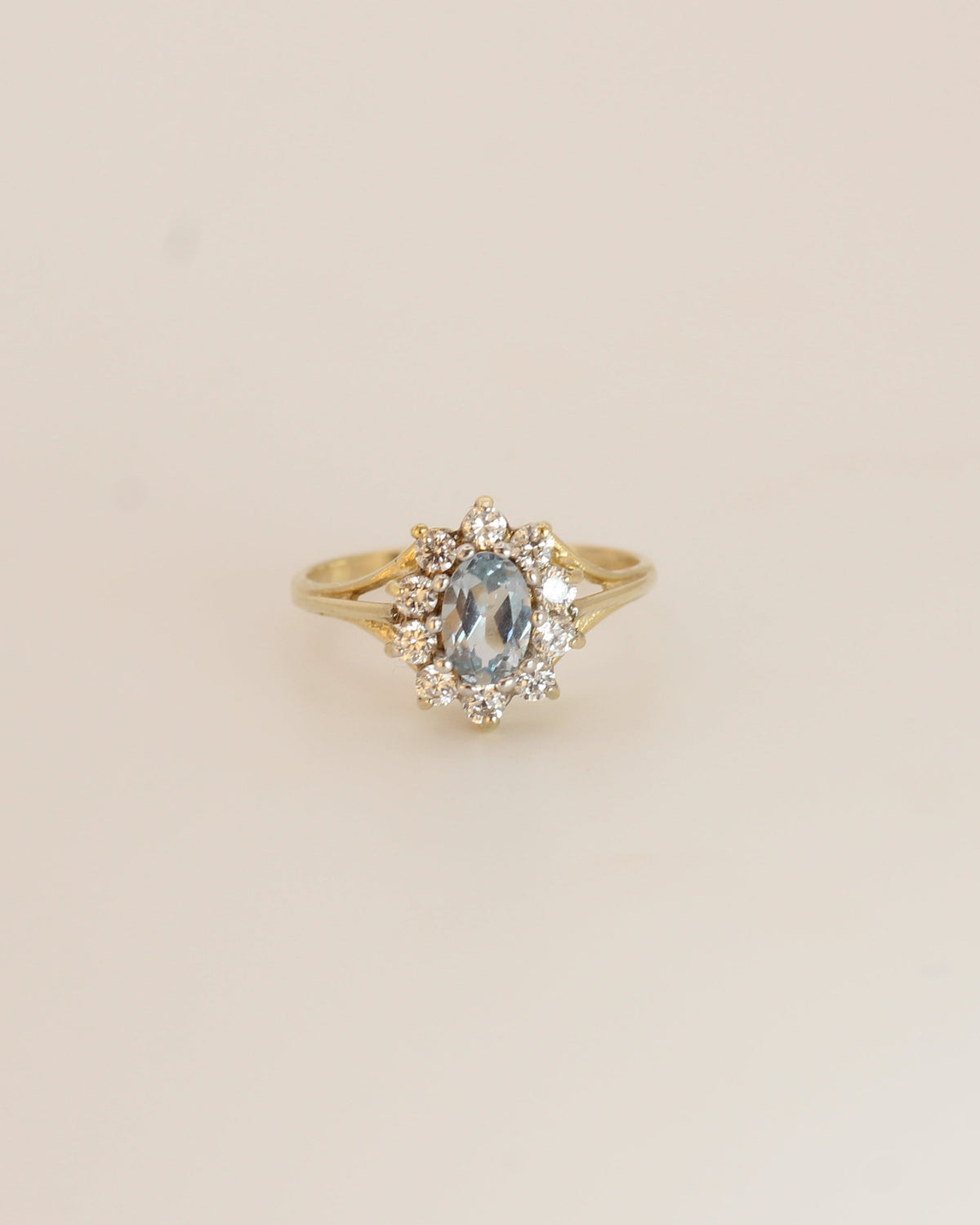 Aquamarine and Diamond cluster ring