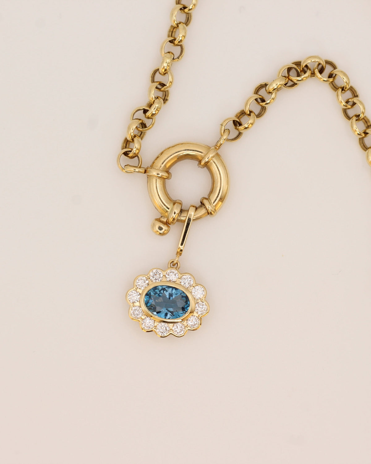 Sideways Blue Topaz Floral Pendant