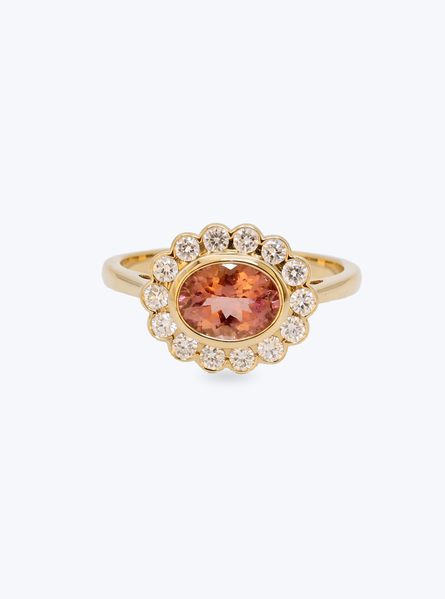 Rust red tourmaline ring